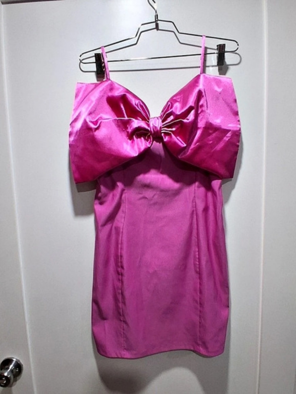 Primark Satin Effect Pink Bow Mini Dress Size 10